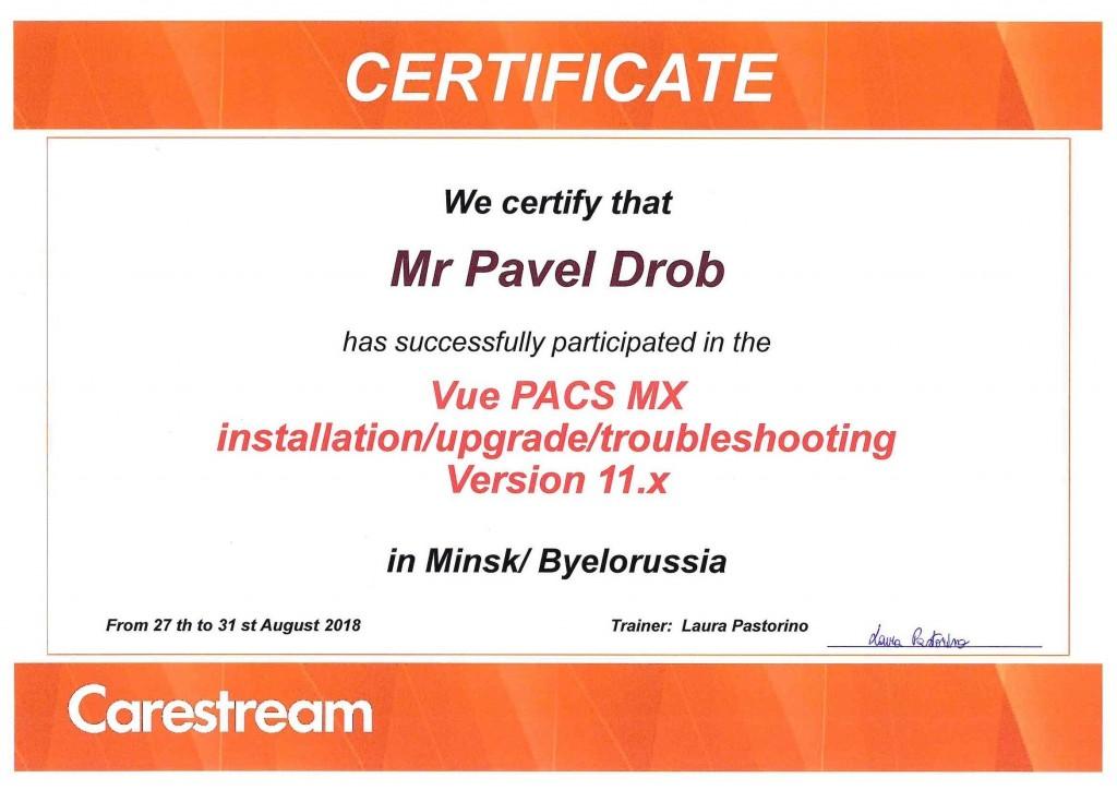 Сертиф обучен Vue PACS MX август 2018 Дроб